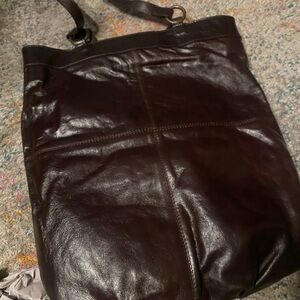 NWT Latico Superior Quality Large Leather Tote Black/Purple Shoulder Bag